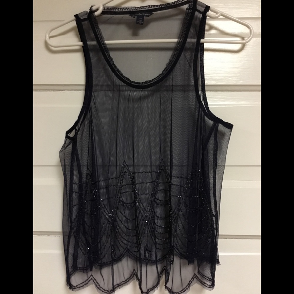 American Eagle Sheer Navy TankSize Small